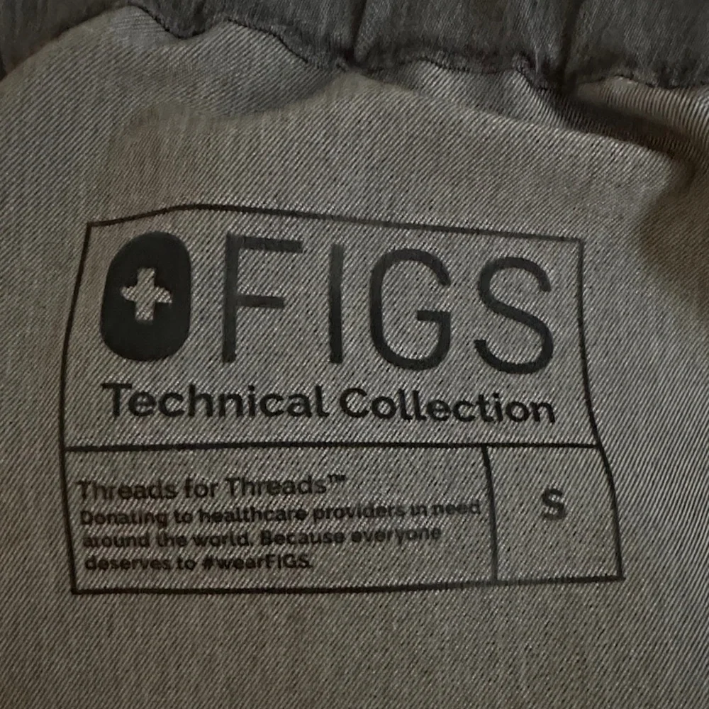 Figs Charcoal Pants with Teal Drawstring